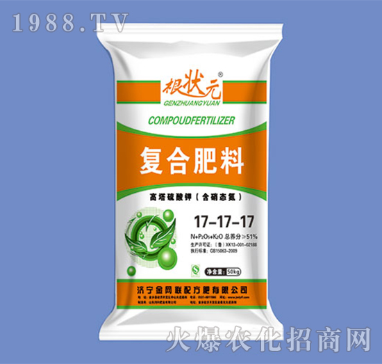 含硝態(tài)氮高塔硫酸鉀復合肥17-17-17-根狀元-金網(wǎng)聯(lián)