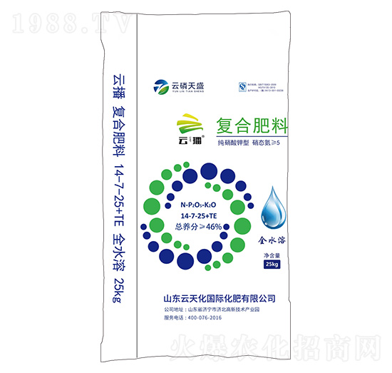 純硝酸鉀型復合肥料14-7-25+TE-云播-云磷天盛-云天力