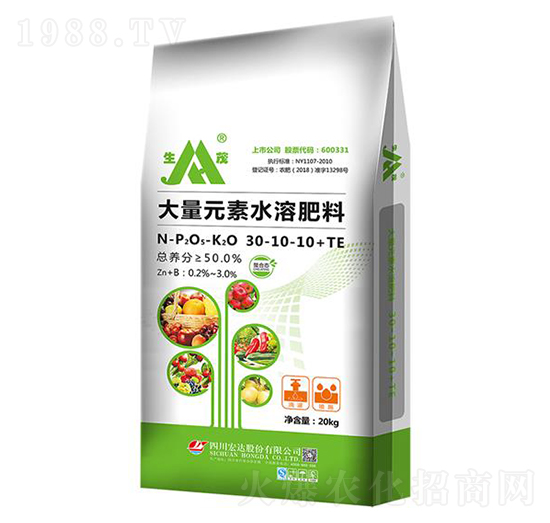 微量元素型大量元素水溶肥30-10-10+TE-生茂-宏達(dá)股份