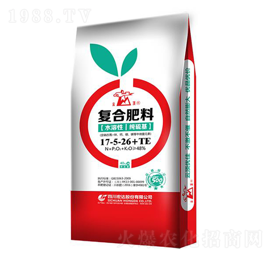 水溶性純硫基復合肥料17-5-26+TE-云頂-宏達股份
