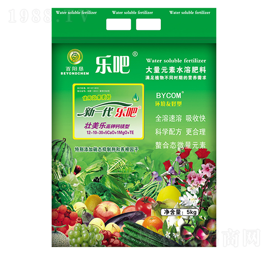 高鉀鈣鎂型大量元素水溶肥12-10-30+5CaO+2MgO+TE-樂吧壯美樂-百陽墾