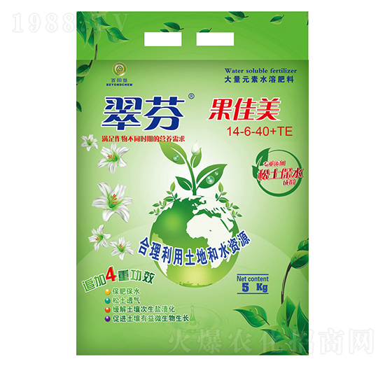 超高鉀型大量元素水溶肥14-6-40+TE-翠芬果佳美-百陽(yáng)墾